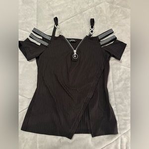 Black top with rhinestones! So cute!
